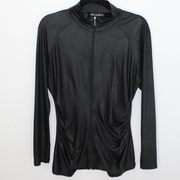 PICCADILLY Black Wet Look Full Zip S - Picture 6 of 6